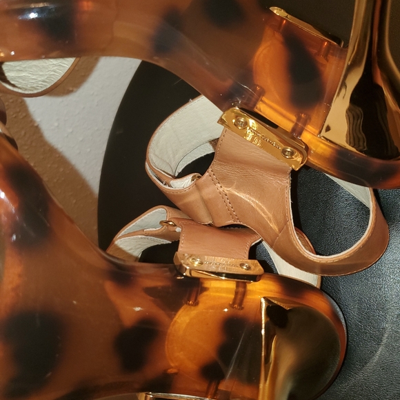 Michael Kors Marble Leather Heels Sandals 7 - Picture 11 of 16